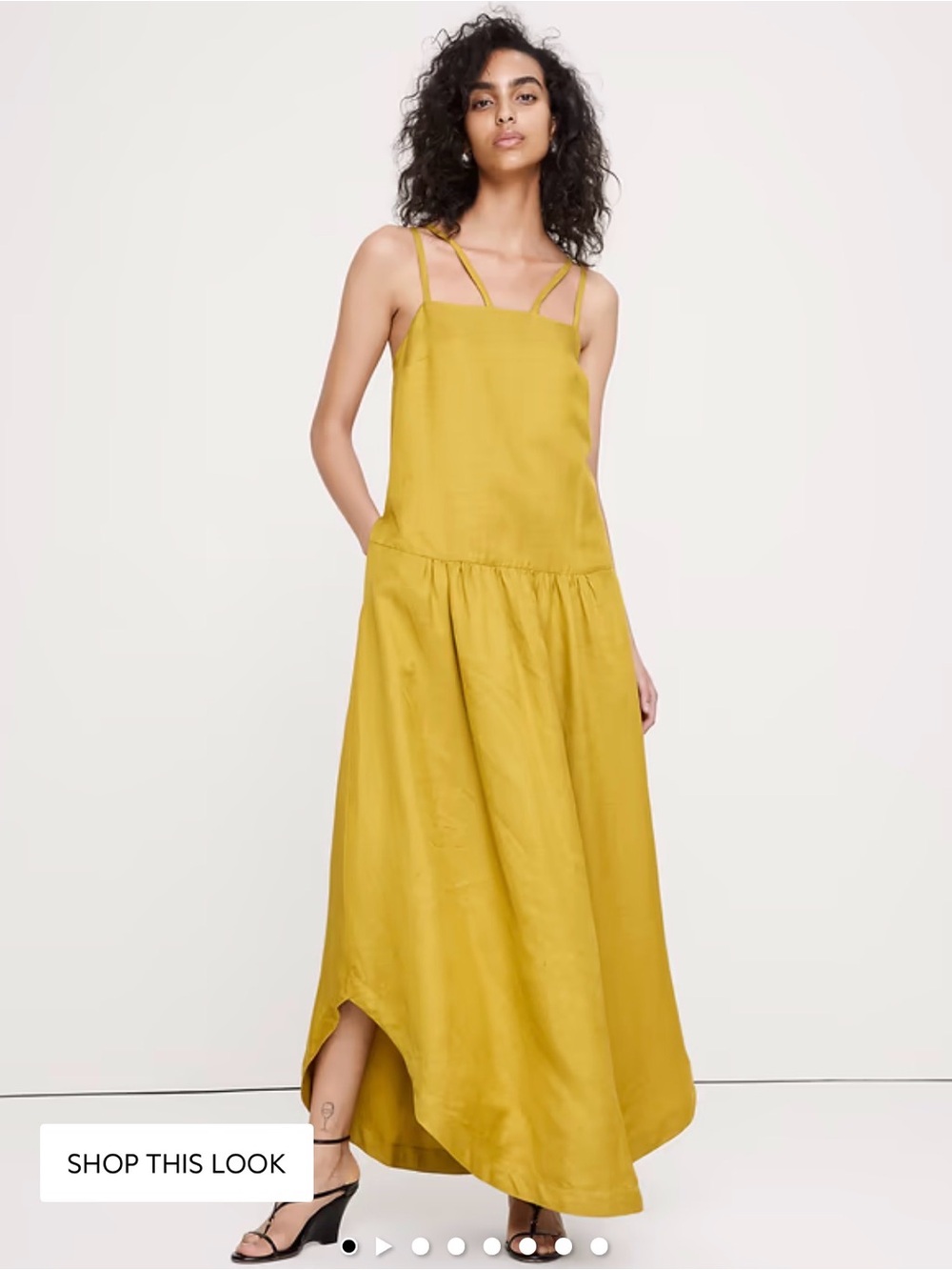 Banana Republic Viscose Linen Drop Waist Maxi Dress Size Green Amber